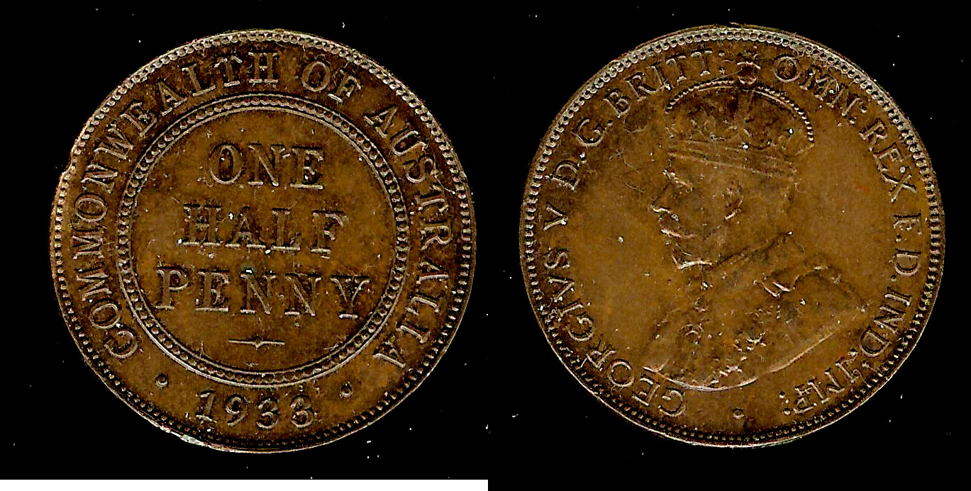 Australien demi penny 1933 SPL